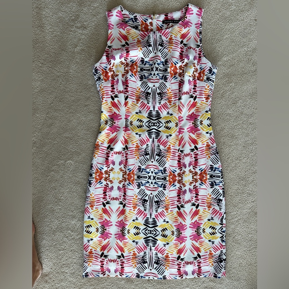 Ivanka Trump Pink and Yellow Patterned Dress